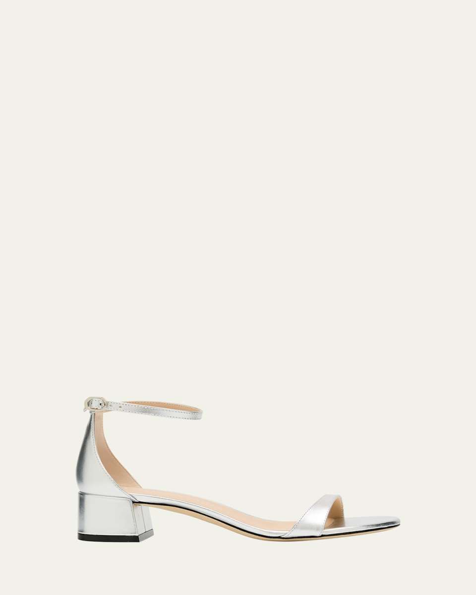 Nudist Metallic Ankle-Strap Sandals